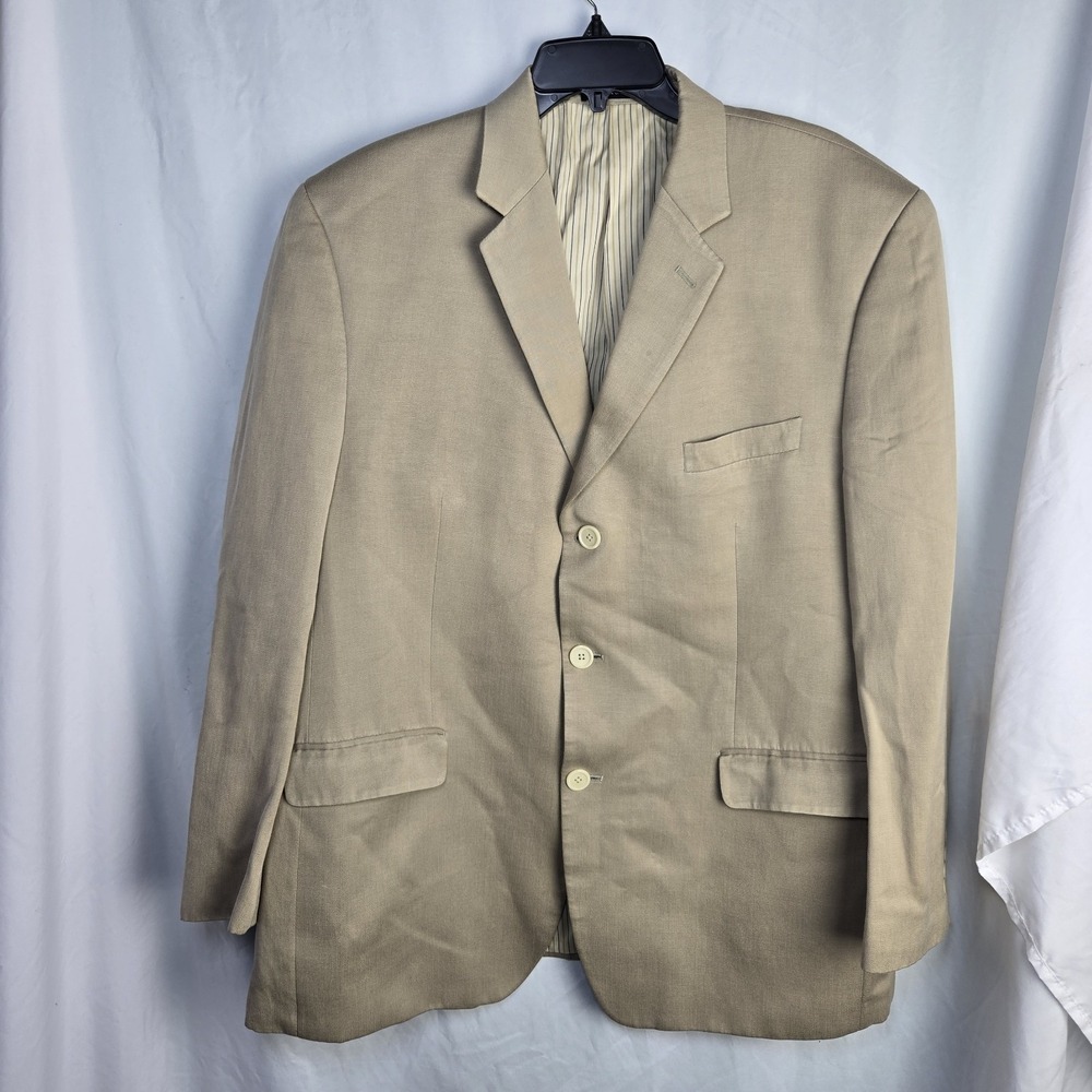 Vintage 90s Calvin Klein Luigi Paolo Cristo Blazer Mens 46R Tan Quiet Luxury